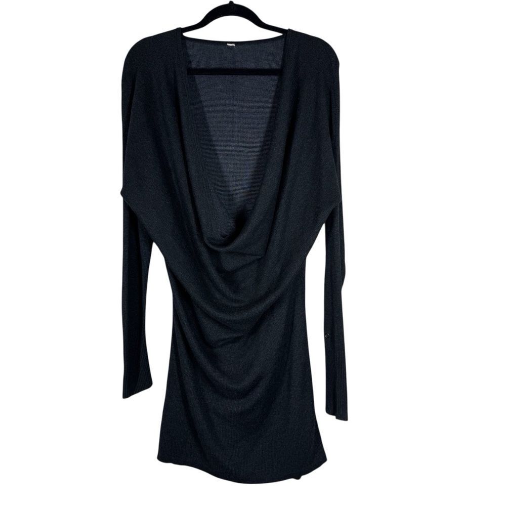 Lululemon Serenity Sweater Wrap Tunic Dress 10 Gray Reversible Cowl‎ Neck W3408S